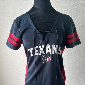 Texans Women's Navy and Red Lace-Up Top